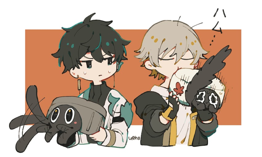 trailblazer, caelus, and dan heng (honkai and 1 more) drawn by uenoo
