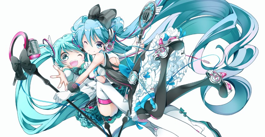 hatsune miku and magical mirai miku (vocaloid and 1 more) drawn by minami_mofuko
