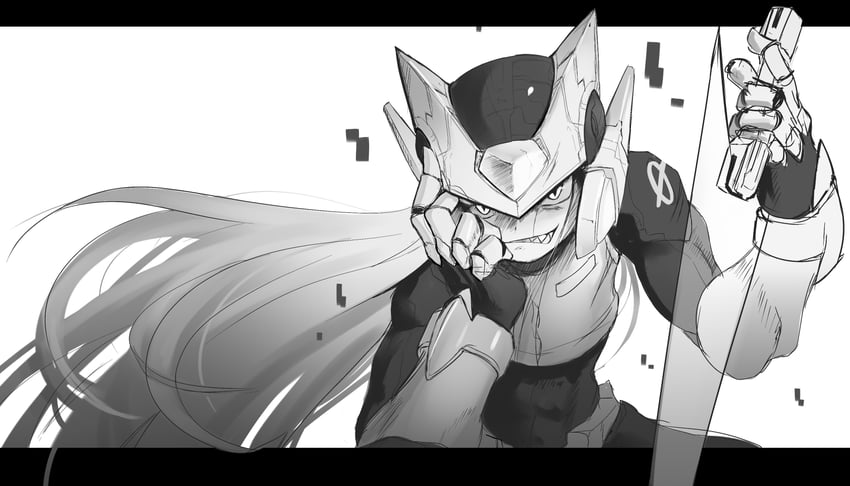 omega (mega man and 2 more) drawn by scarvii