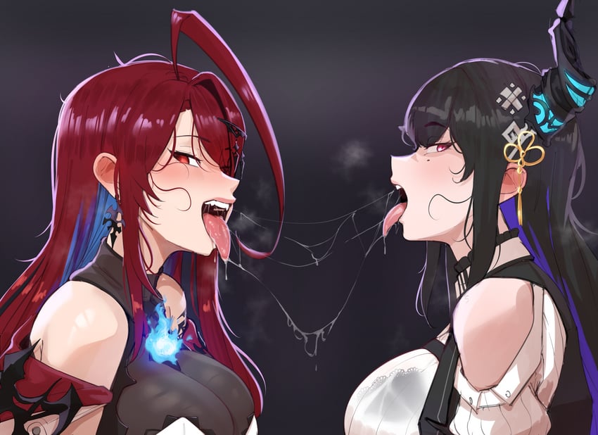 nerissa ravencroft and elizabeth rose bloodflame (hololive and 1 more) drawn by aestheticc-meme
