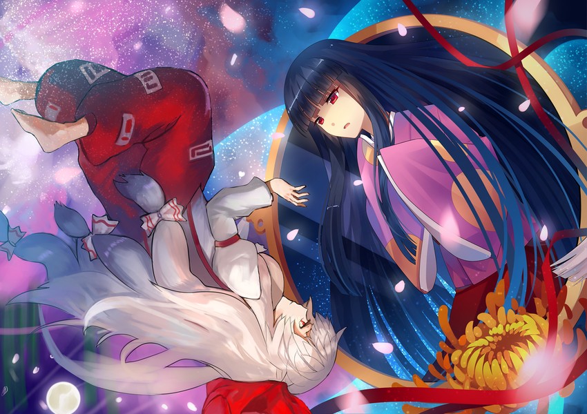 fujiwara no mokou and houraisan kaguya (touhou) drawn by sougishi_ego