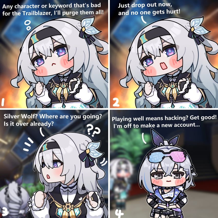 firefly and silver wolf (honkai and 1 more) drawn by ldd.ek