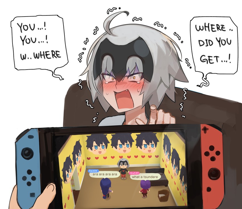 fujimaru ritsuka, jeanne d'arc alter, shuten douji, and minamoto no raikou (fate and 2 more) drawn by hood_(james_x)