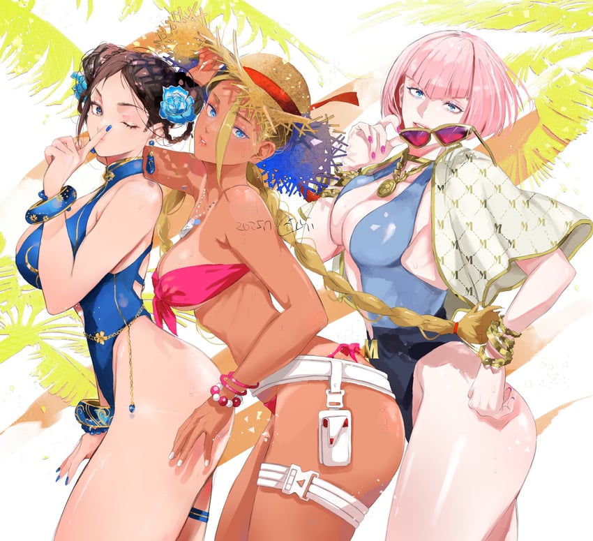 chun-li, cammy white, and manon legrand (street fighter and 1 more) drawn by yoichi555p