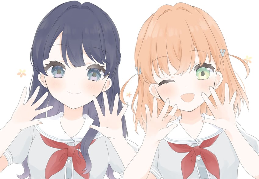 hinoshita kaho and murano sayaka (love live! and 1 more) drawn by umi_(nana_spring)