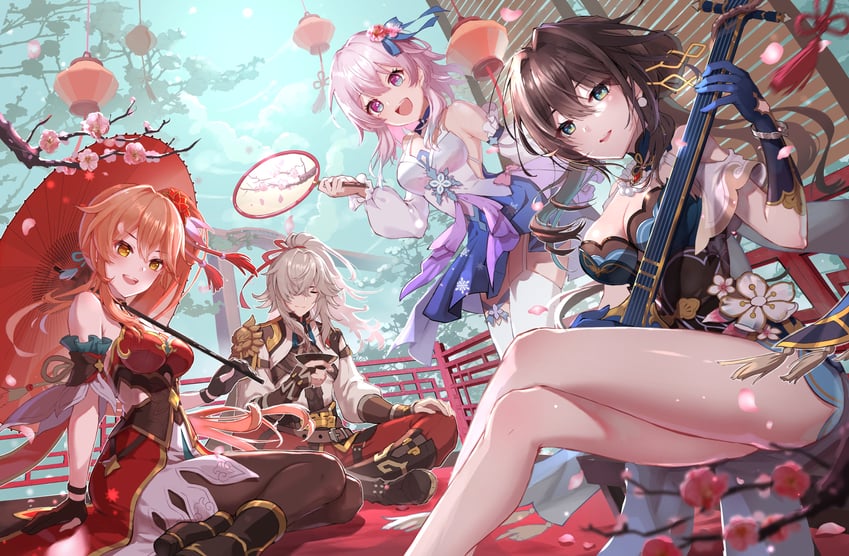 march 7th, ruan mei, jing yuan, and guinaifen (honkai and 1 more) drawn by nyansan_oekaki