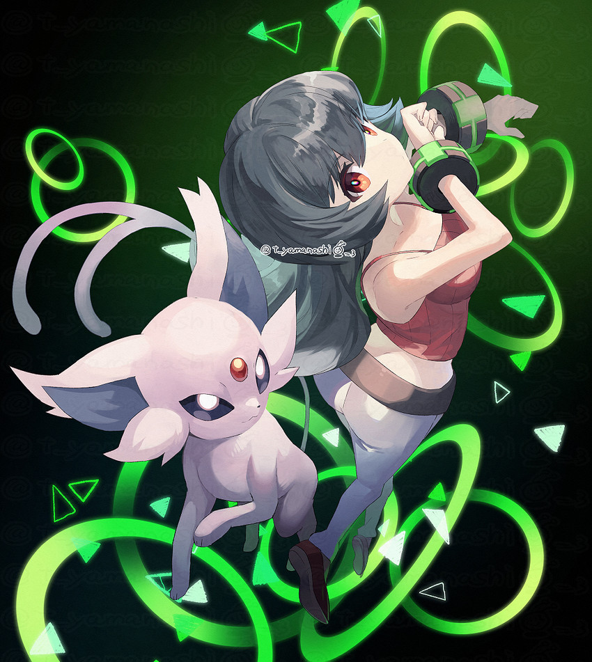espeon and sabrina (pokemon and 1 more) drawn by yamanashi_taiki