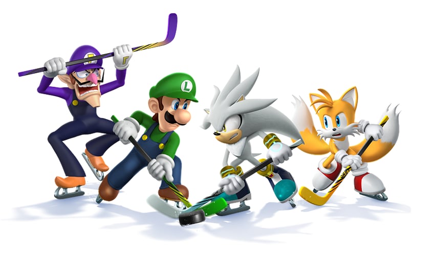 luigi, tails, silver the hedgehog, and waluigi (mario and 3 more)