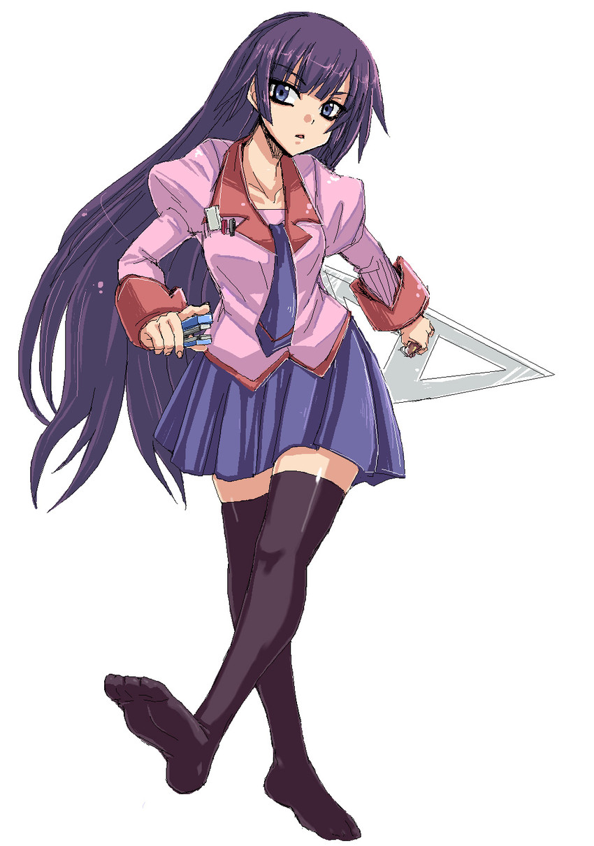senjougahara hitagi (monogatari and 1 more) drawn by minarai