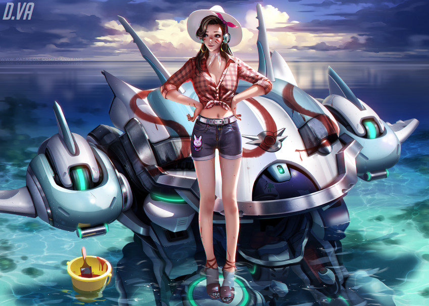 d.va and cruiser d.va (overwatch and 1 more) drawn by liang_xing