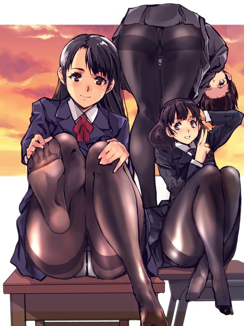 headband girl and tights girl (original) drawn by kamisimo_90
