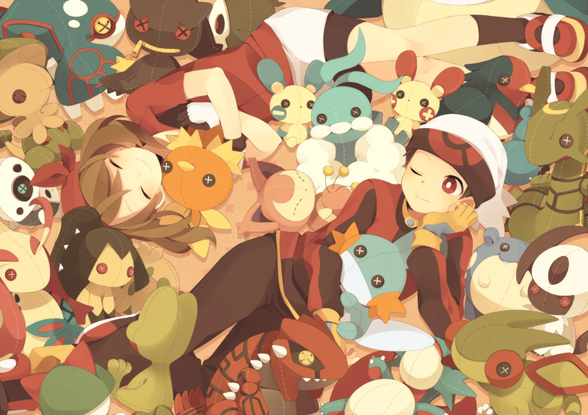 may, brendan, torchic, mudkip, absol, and 18 more (pokemon and 1 more) drawn by saku_anna