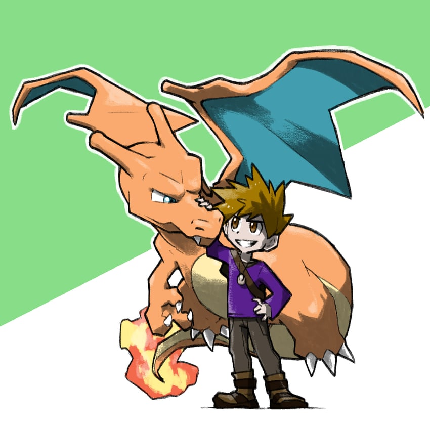 blue oak and charizard (pokemon and 1 more) drawn by blacknirrow