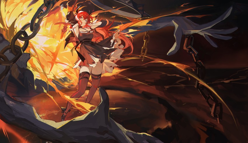 surtr and surtr's golem (arknights) drawn by ergouzi_echo
