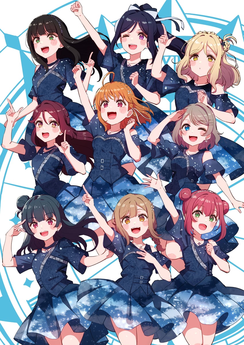 watanabe you, tsushima yoshiko, sakurauchi riko, takami chika, matsuura kanan, and 4 more (love live! and 1 more) drawn by cream_(nipakupa)