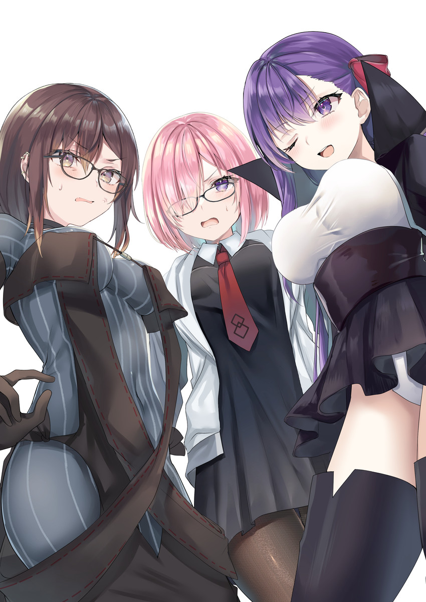 mash kyrielight, bb, and yu mei-ren (fate and 1 more) drawn by yufou