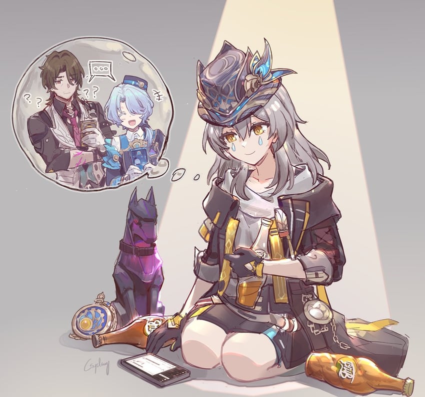 trailblazer, stelle, gallagher, and misha (honkai and 1 more) drawn by csyday