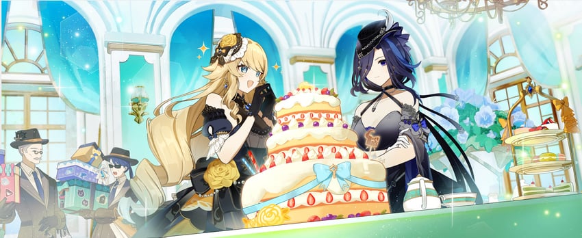 clorinde, navia, silver, and melus (genshin impact) drawn by merry-san
