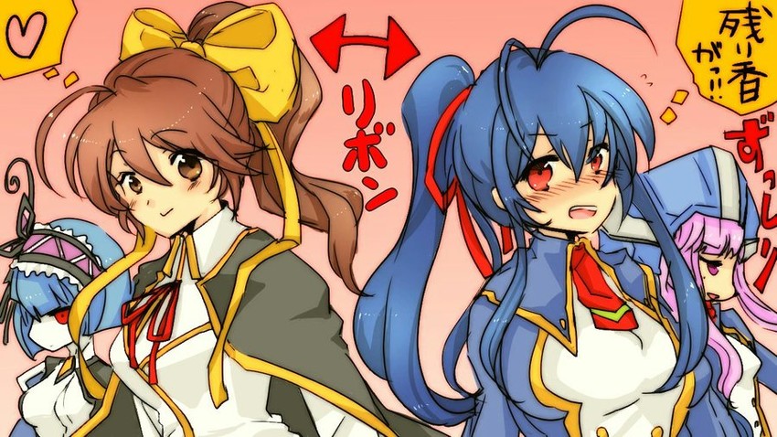 mai natsume, celica a. mercury, kajun faycott, and minerva (blazblue and 2 more) drawn by soumamigiri