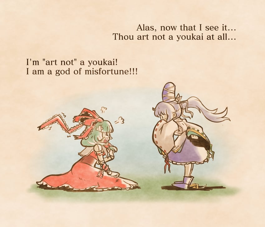 kagiyama hina and mononobe no futo (touhou) drawn by oysterfried