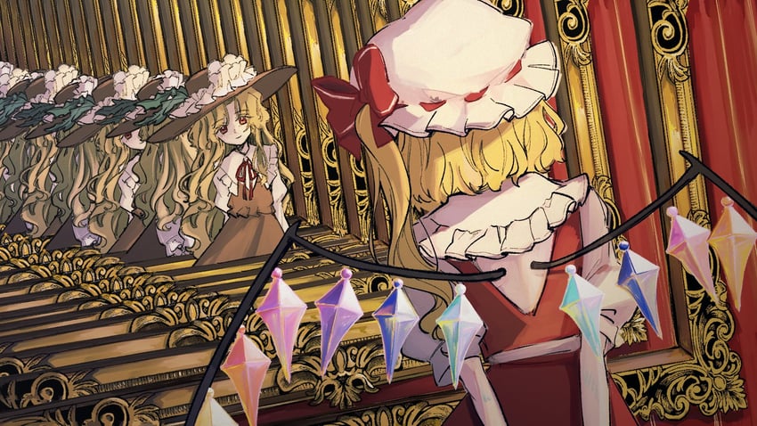flandre scarlet and jacket girl (touhou and 1 more) drawn by uzumibi