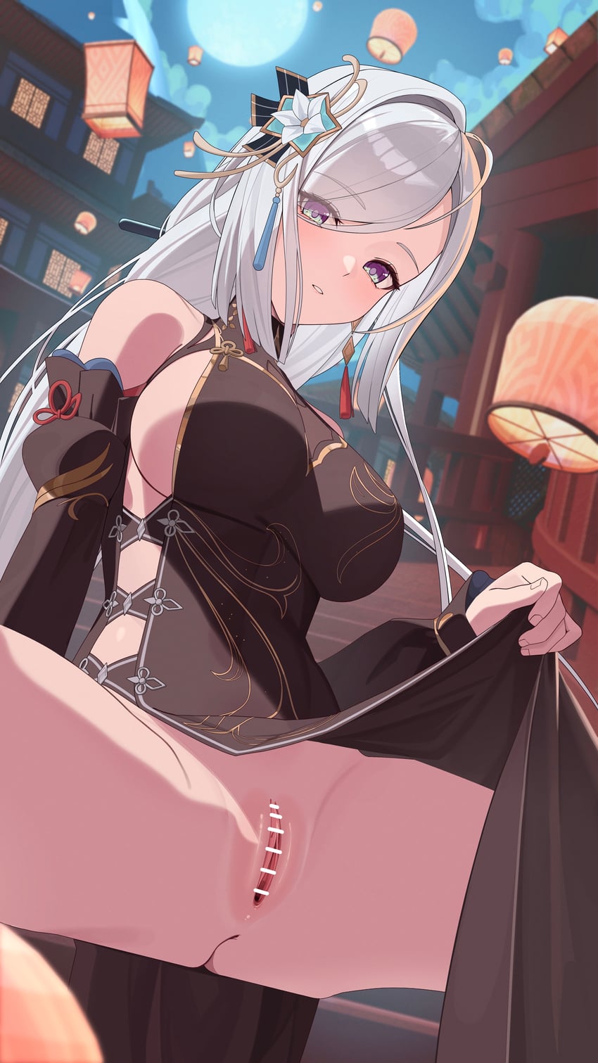 shenhe (genshin impact) drawn by jumonji