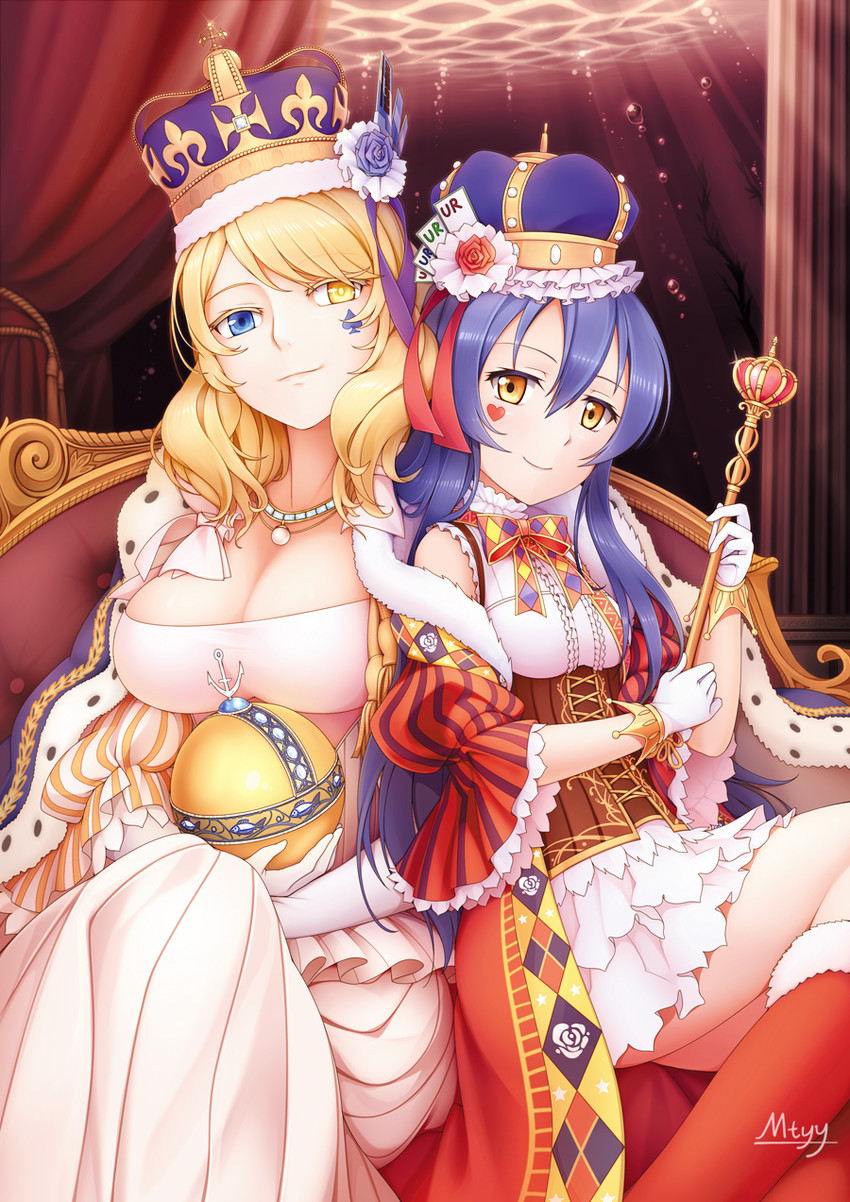 sonoda umi and renown (love live! and 3 more) drawn by mtyy