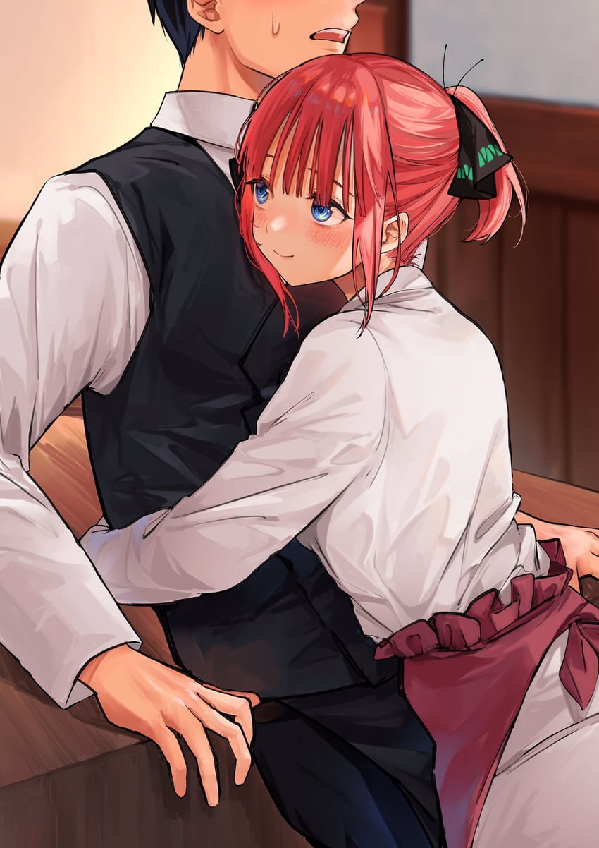 nakano nino and uesugi fuutarou (go-toubun no hanayome) drawn by memidesuyo
