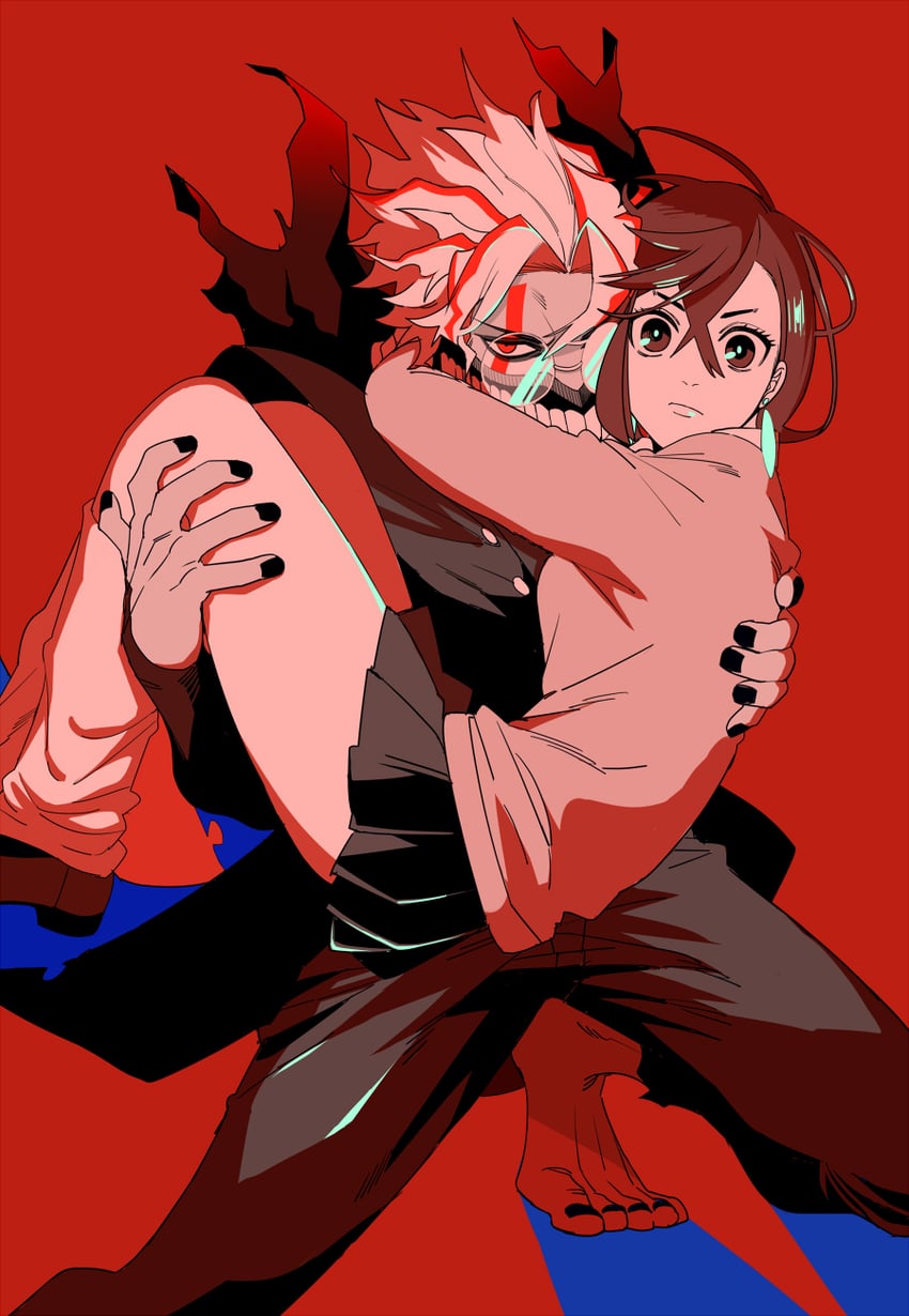 ayase momo and takakura ken (dandadan) drawn by wakame_shi