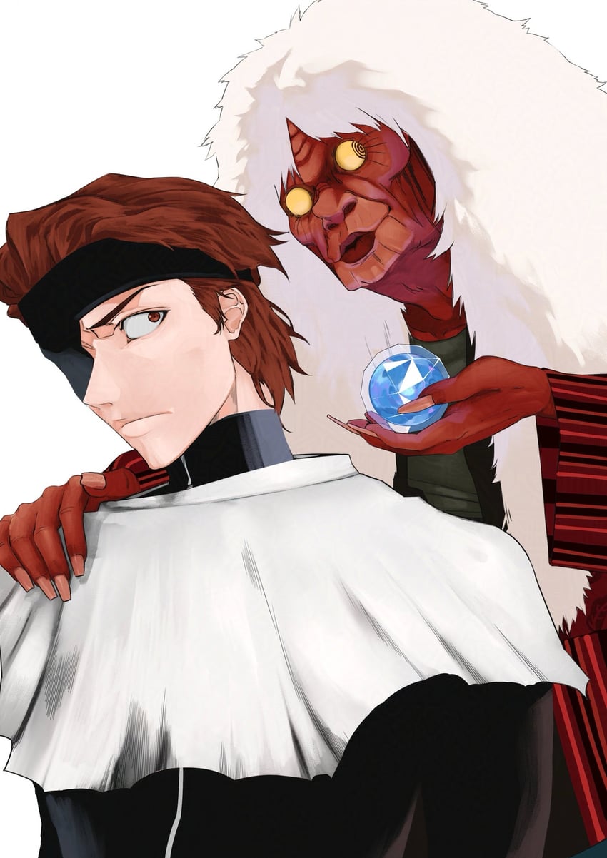 turbo granny, aizen sousuke, and hogyoku (bleach and 2 more) drawn by dakaeya
