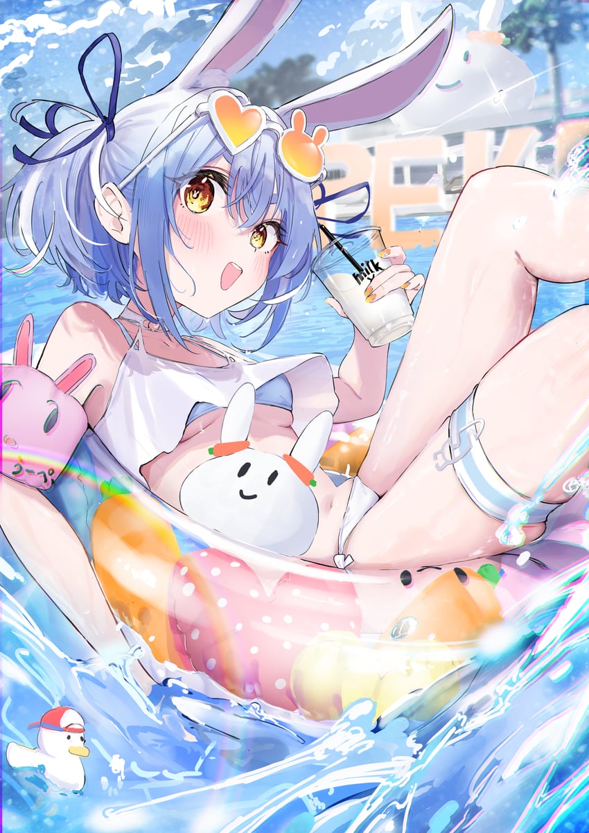 usada pekora, pekomon, and subaru duck (hololive) drawn by gyoku_seisyoku