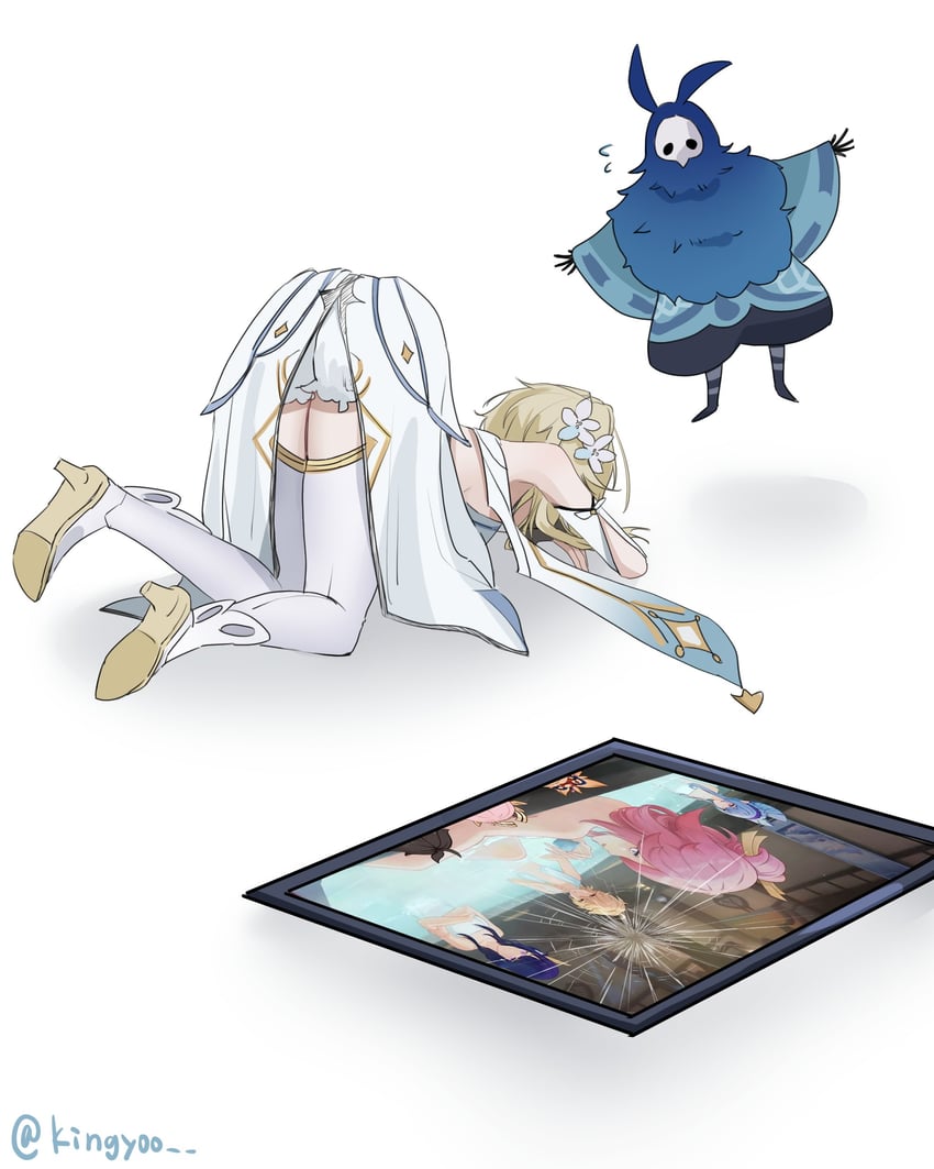 lumine, raiden shogun, aether, yae miko, yumemizuki mizuki, and 1 more (genshin impact) drawn by kingyoo