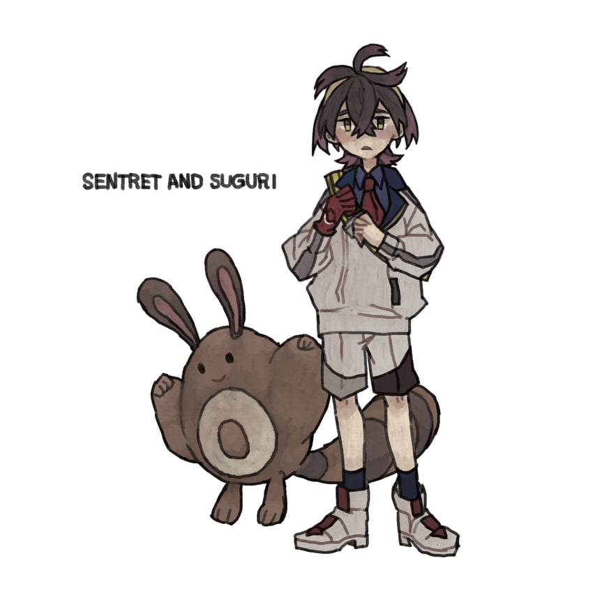 kieran and sentret (pokemon and 1 more) drawn by ichi_kawa_ichi