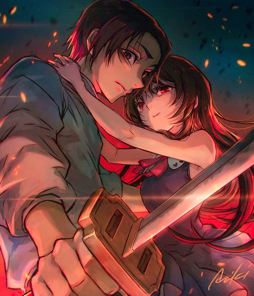 okkotsu yuuta and orimoto rika (jujutsu kaisen) drawn by lira_mist