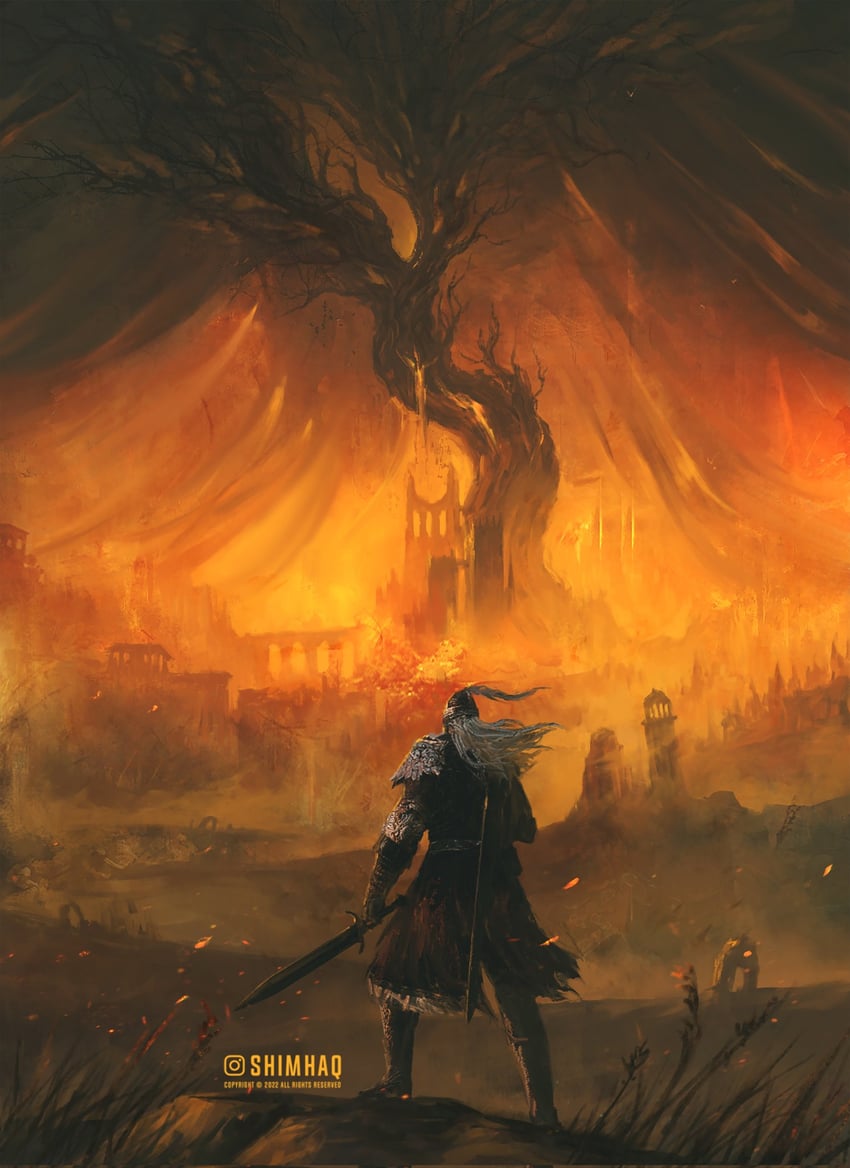 tarnished and bloody wolf (elden ring and 1 more) drawn by shimhaq