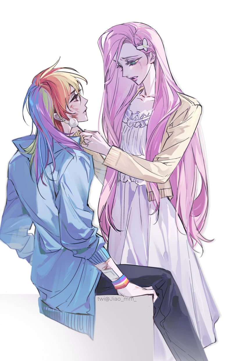 fluttershy and rainbow dash (my little pony and 2 more) drawn by m_omoo