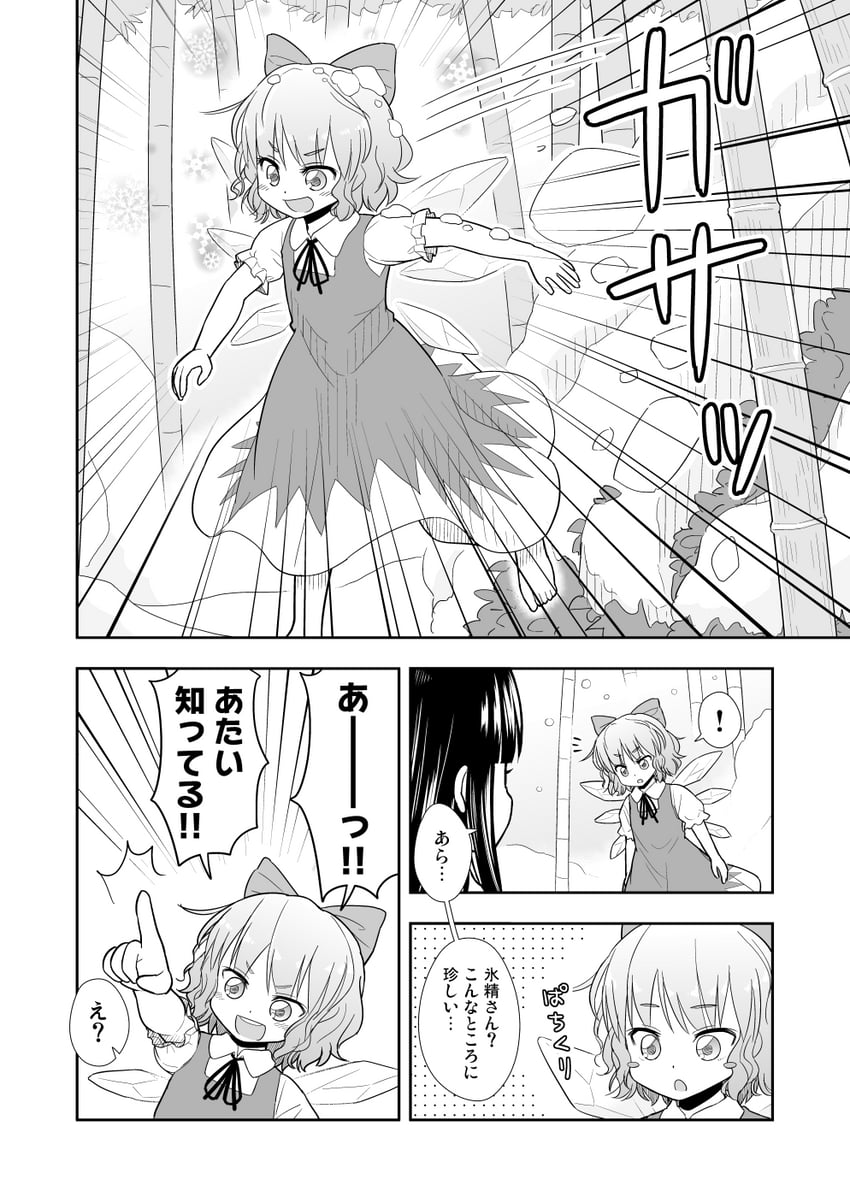 cirno and houraisan kaguya (touhou) drawn by morioka_itari