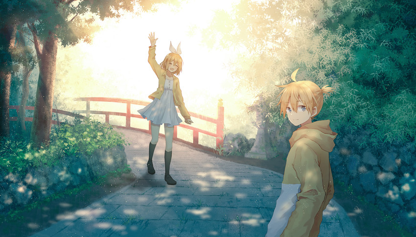 kagamine rin and kagamine len (vocaloid) drawn by yumo_(mimengfeixue)