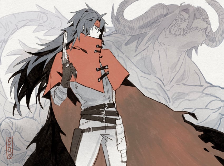 vincent valentine (final fantasy and 1 more) drawn by cornqy