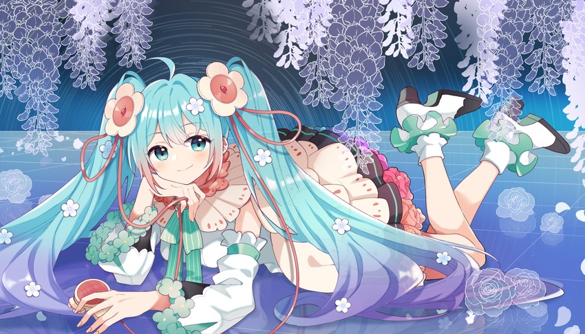 hatsune miku and magical mirai miku (vocaloid and 1 more) drawn by fenghu_(huli)