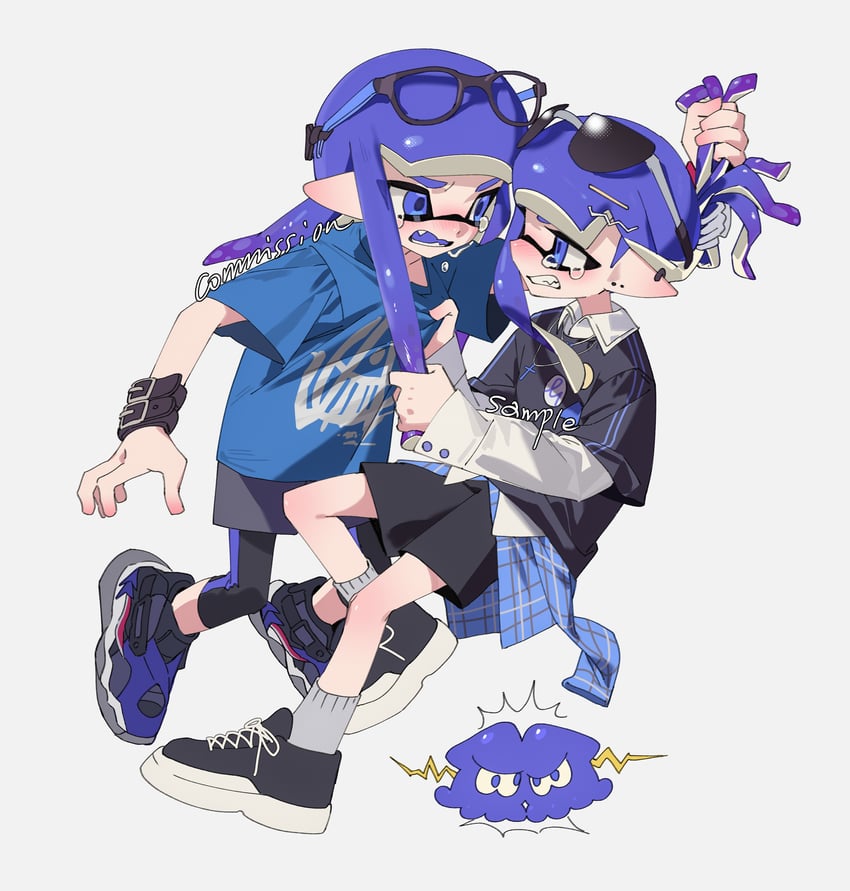 inkling player character and inkling girl (splatoon) drawn by namazuoku