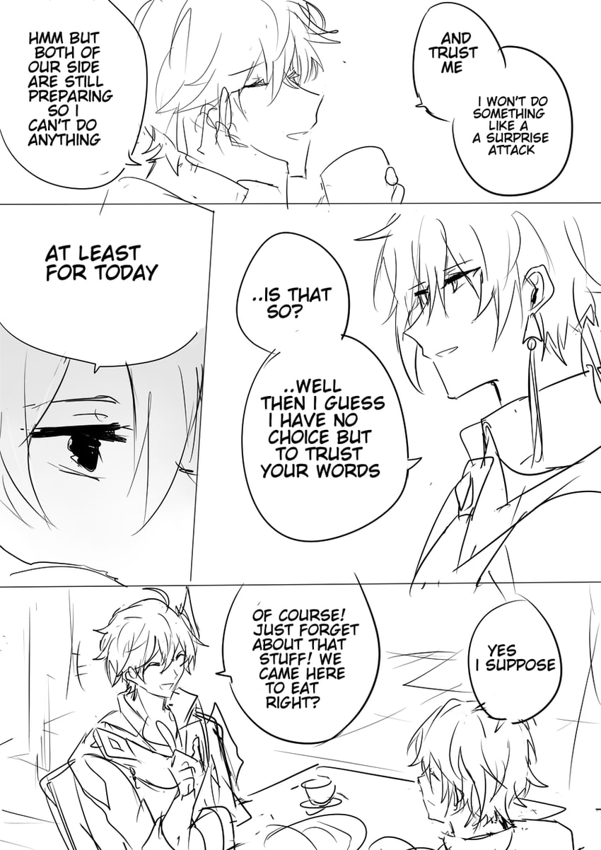 zhongli and tartaglia (genshin impact) drawn by efu_(angelschatedral99)