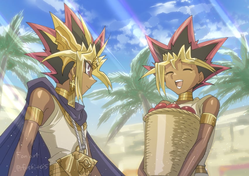 muto yugi and atem (yu-gi-oh! and 1 more) drawn by fushitasu