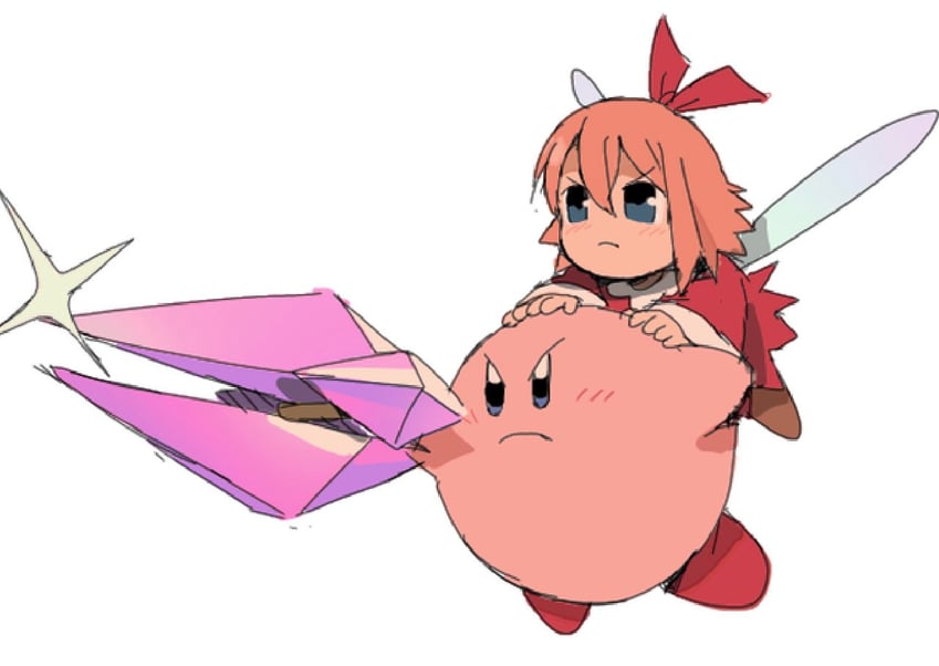 kirby and ribbon (kirby and 1 more) drawn by bendedede