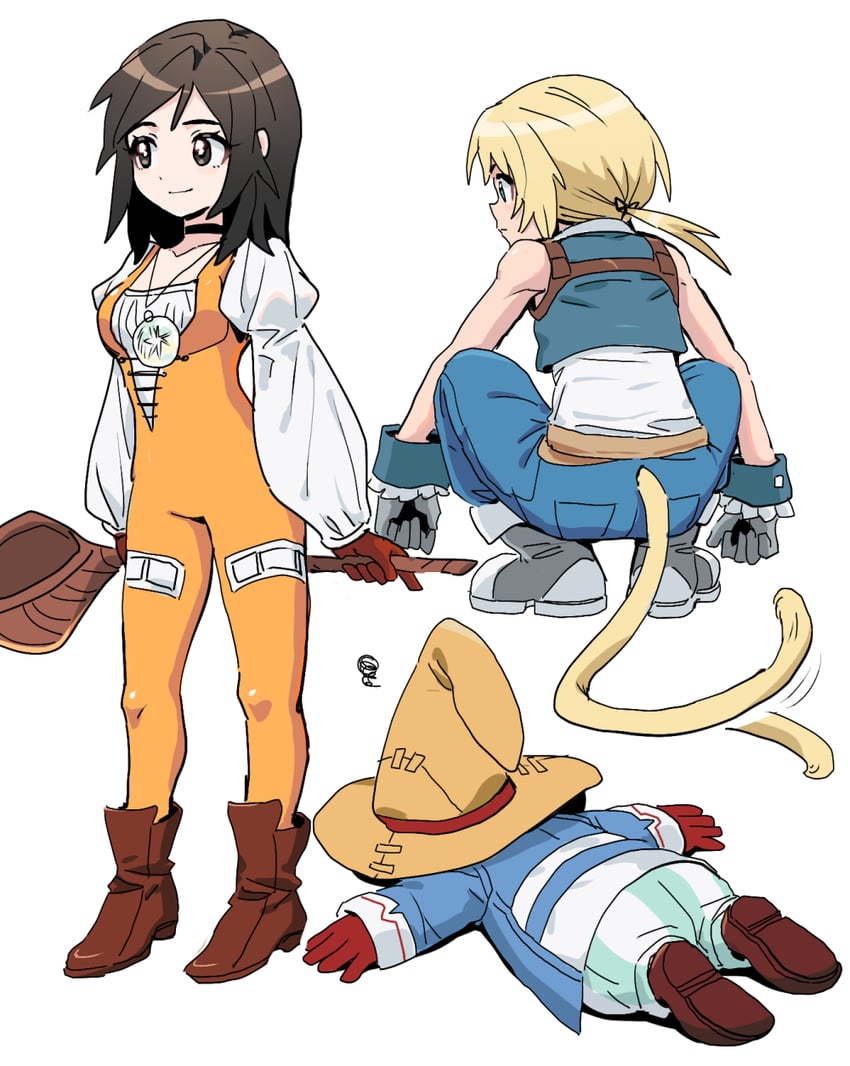 zidane tribal, garnet til alexandros xvii, black mage, and vivi ornitier (final fantasy and 1 more) drawn by dede_(qwea_00000)