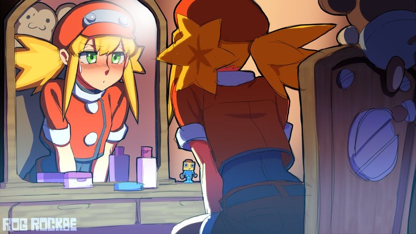 roll caskett, servbot, and data (mega man and 1 more) drawn by rog_rockbe