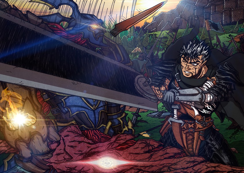 guts and nightmare (soulcalibur and 1 more) drawn by yurius06