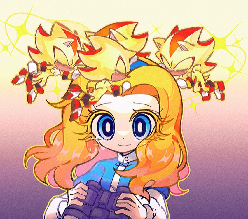 shadow the hedgehog, maria robotnik, and super shadow (sonic) drawn by merry_bongbong