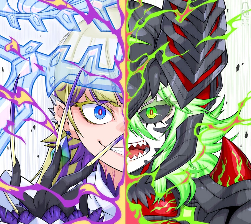 diabellstar the black witch, diabellze the original sinkeeper, diabellstar vengeance, and diabellze the white witch (yu-gi-oh!) drawn by yata_masahara