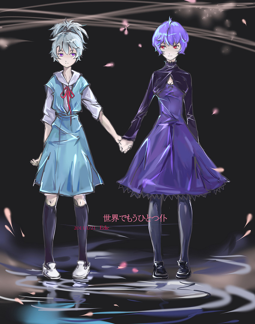 ayanami rei and yin (neon genesis evangelion and 1 more) drawn by chouette